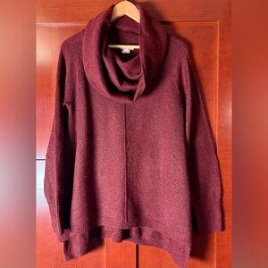 For Thee  Maroon Cowl Neck Trapeze Sweater Size Large